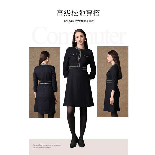 乔万尼新款女冬季羊毛连衣裙针织法式千金感ET4E837 商品图2