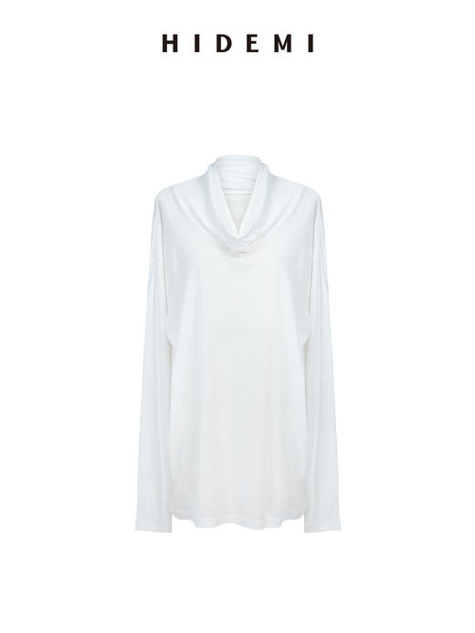 HIDEMI进口甄选高捻纱堆堆领一字肩多穿式薄针织上衣 商品图8
