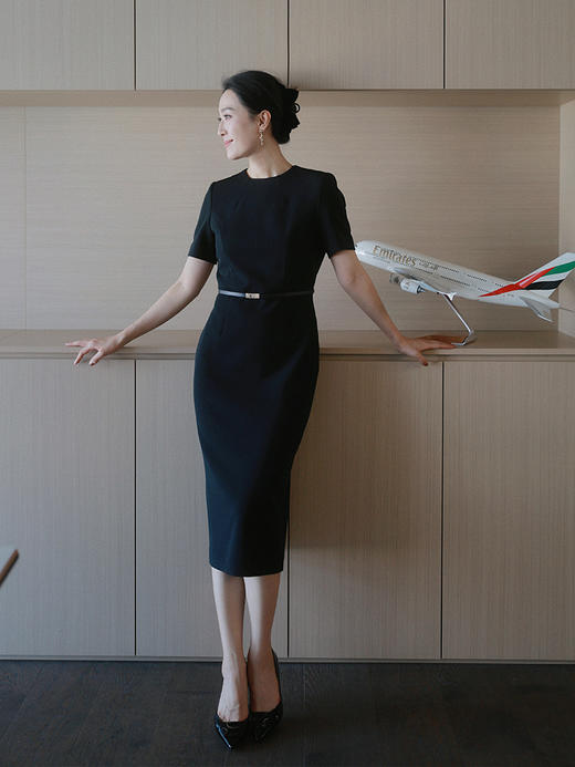 “赫本衣橱”质感通勤 可拆领设计 短袖长款连衣裙 商品图0