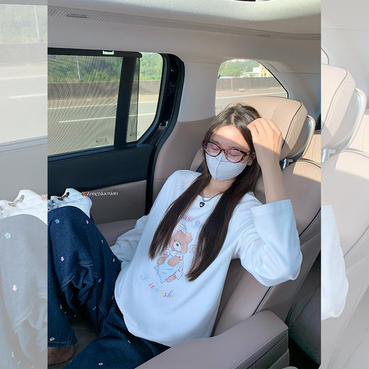 【149元任选2件】 现货！小熊印花宽松长袖T恤 商品图4