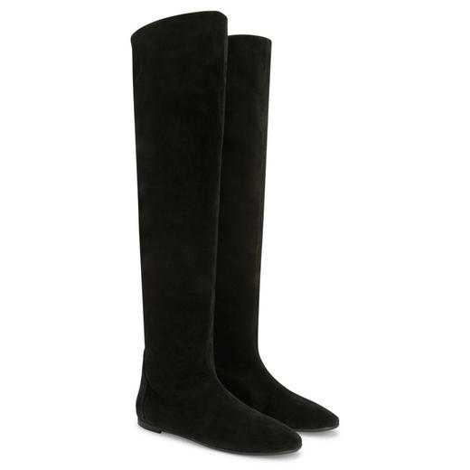 Giuseppe Zanotti 女士绒面革及膝平底长靴 黑色 I480008001 商品图1