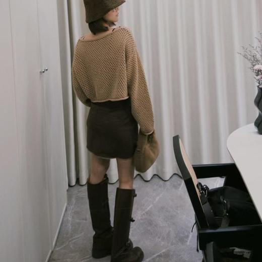 顺丰包邮34411洛诗琳美拉德系船领镂空针织长袖罩衫825 商品图4