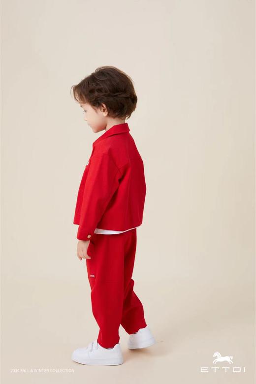 【5楼】ETTOI爱多娃男童拜年服套装25年新款新年时尚红色夹克 商品图4