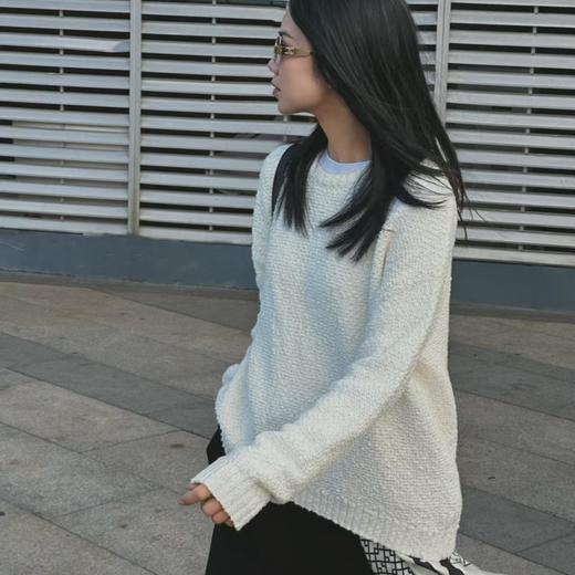 顺丰包邮34724洛诗琳氛围感立体纱垂感白毛衣879 商品图2