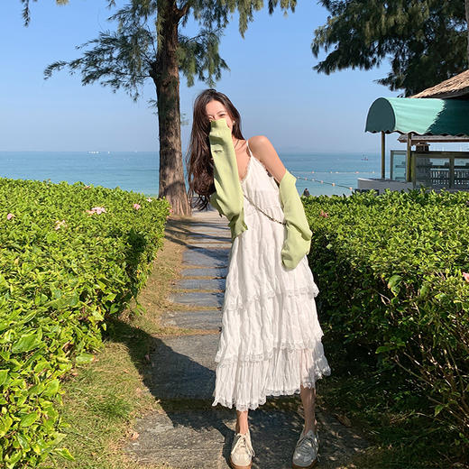 <曾小咸推荐>韩系清新长袖针织开衫吊带裙 商品图2