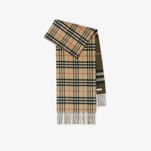 【二】BURBERRY 巴宝莉 女士双面对比格纹羊绒围巾 格子色 8095702 B9719 商品图0