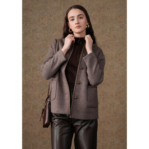 乔万尼中长款小香风羊毛外套短款时尚大衣EM4B595 商品图1