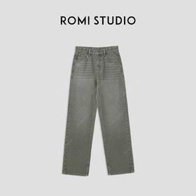 ROMI STUDIO“美式复古”高腰直筒水洗做旧牛仔裤 23AWN1225