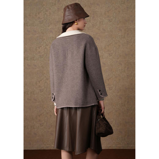 乔万尼秋冬高级感新款羊毛呢短款大衣外套EM4B523 商品图4