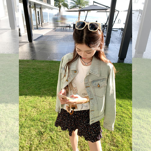 <曾小咸推荐>4.8现货秒杀 ！微信超特价！小猫印花短袖套头T恤 日常129.99 立减70 秒杀59.99！！ 商品图3