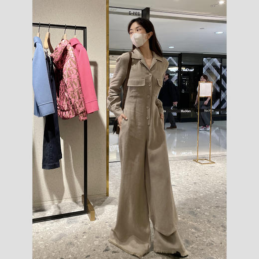 ROMI STUDIO “法式复古” 早秋100%雨露麻收腰连体阔腿裤 K3553 商品图2
