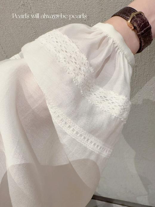 拥有花朵的人 重工手工工艺+蕾丝拼接 高档质感醋酸梭织面料连衣裙 珍珠白 商品图4