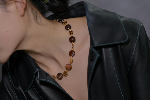 玛瑙铜鎏金珠项链 商品图1