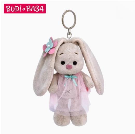 BUDIBASA巴迪宝思兔子ZaikaMi+粉色裙子和花毛绒钥匙扣 商品图0