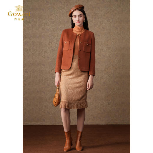 【100%绵羊毛】乔万尼秋冬新品100%羊毛短款大衣小香风外套EM4B501 商品图1