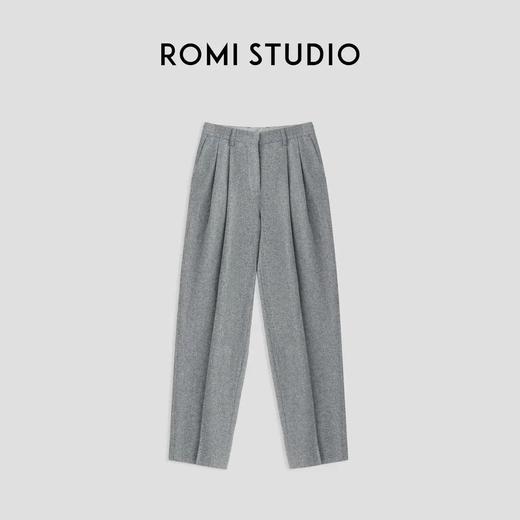 ROMI STUDIO“quiet luxury”羊毛混纺高腰直筒深花灰西裤 23AWK872 商品图0