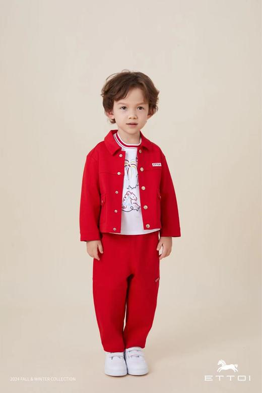 【5楼】ETTOI爱多娃男童拜年服套装25年新款新年时尚红色夹克 商品图0