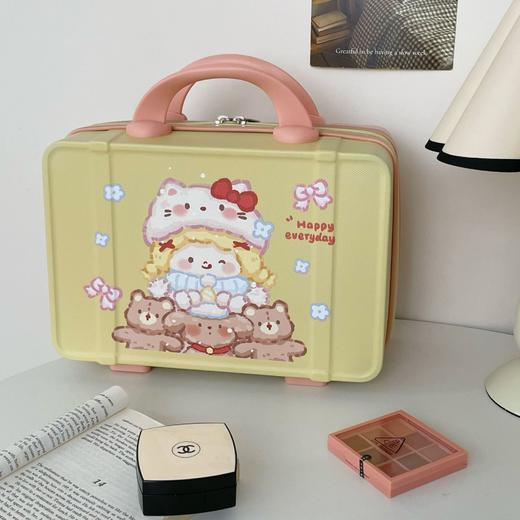 【敲高颜值】卡通手提行李箱化妆包女收纳旅行箱14寸迷你可套拉杆公司礼品箱。ry 商品图7