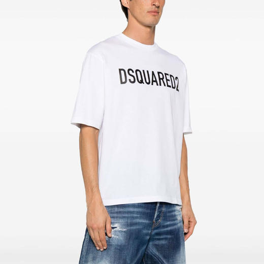 DSQUARED2 男士字母徽标印花棉质圆领短袖T恤 白色 S74GD1197 D20004 100 商品图1