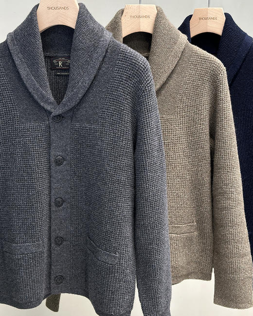 单品包邮现货 THS 1.11-无 RL 马球 男士 25年新春 华夫格山羊绒青果领针织开衫 3色 AM1146 商品图6