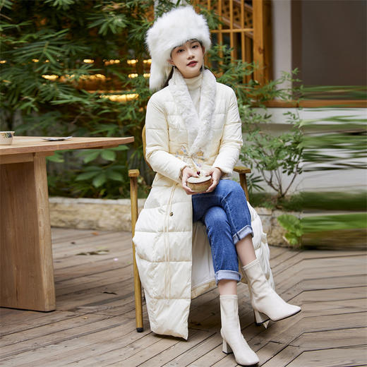 A22168 2024冬季新款国风复古中式保暖毛领修身显瘦羽绒服 商品图1
