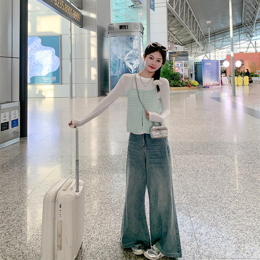 <曾小咸推荐>韩系chic淡绿色短款吊带背心 商品图3