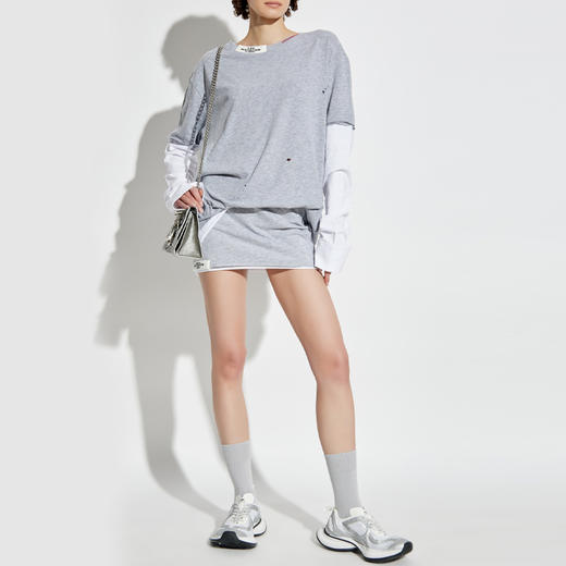 DSQUARED2 女士字母徽标棉质圆领长袖T恤 灰色 S72GD0533 DTJ005 962 商品图3