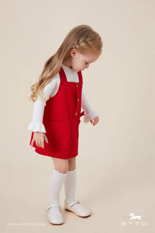 【5楼】ETTOI爱多娃女童拜年服背带裙25年款新款连衣裙儿童新年洋气裙子 商品图3