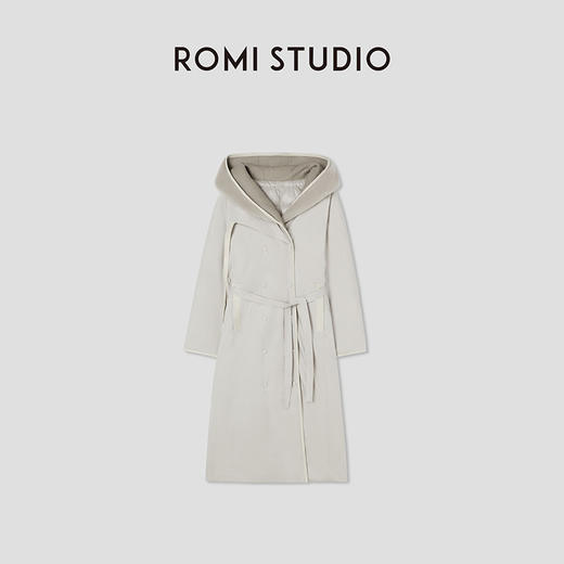 ROMI STUDIO北海道超轻白鹅绒正反两穿中长款羽绒外套 W2340 商品图0