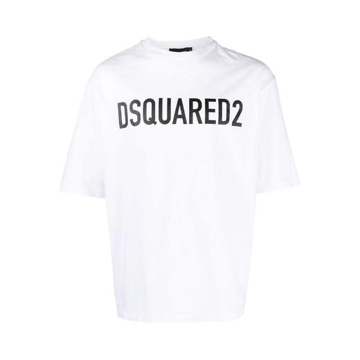 DSQUARED2 男士字母徽标印花棉质圆领短袖T恤 白色 S74GD1197 D20004 100 商品图0