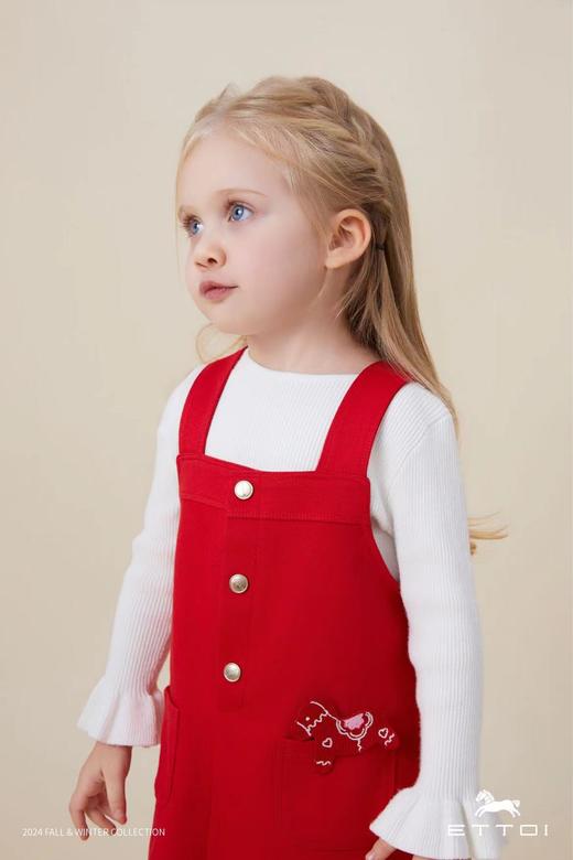 【5楼】ETTOI爱多娃女童拜年服背带裙25年款新款连衣裙儿童新年洋气裙子 商品图4