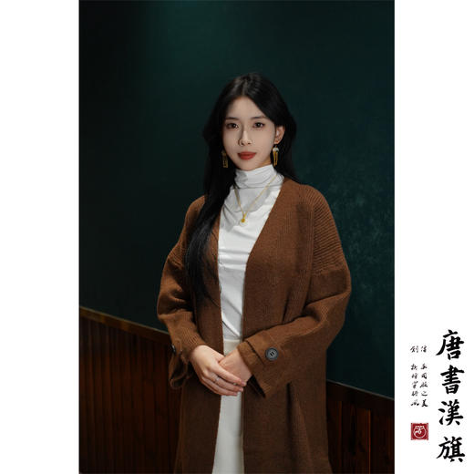 【深灰长叙】棕色宽松中长款针织开衫春秋季慵懒风咖色长袖毛衣外套高级感保暖百搭 商品图2