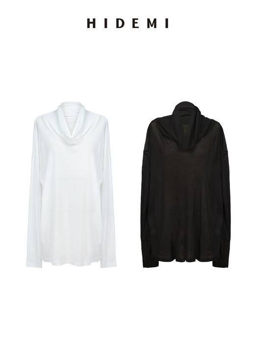 HIDEMI进口甄选高捻纱堆堆领一字肩多穿式薄针织上衣 商品图7