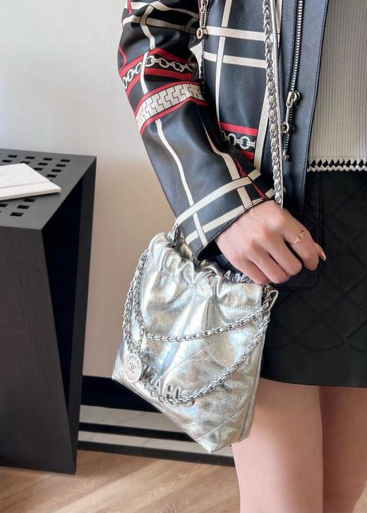 香奈儿25c最新22bag新色原皮金属银色斜挎单肩包（HH） 商品图5