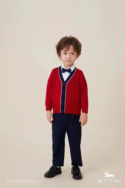 【5楼】ETTOI爱多娃儿童新年红色针织衫外套25年款新款百搭时尚开衫毛衣 商品图0