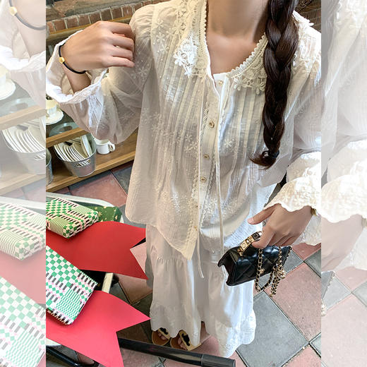 【169元任选2件】最后一波现货！法式重工刺绣喇叭袖衬衫 商品图4