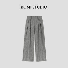 ROMI STUDIO“quiet luxury”精纺羊毛高腰直筒燕麦灰西裤 23AWK670