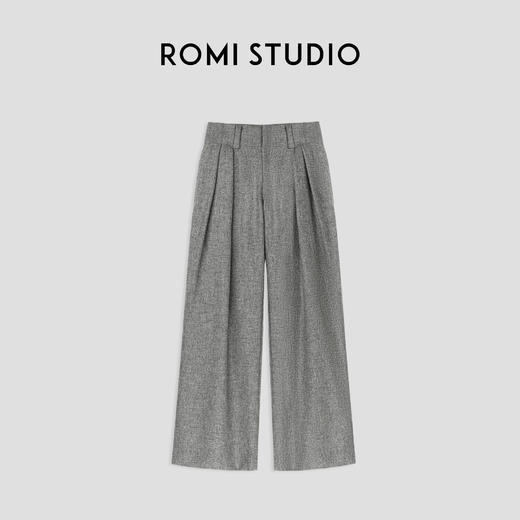 ROMI STUDIO“quiet luxury”精纺羊毛高腰直筒燕麦灰西裤 23AWK670 商品图0