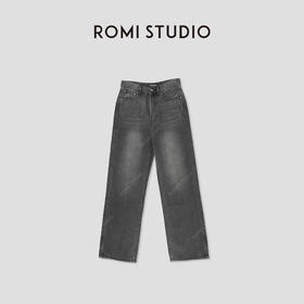 ROMI STUDIO高定水洗 显瘦百搭直筒黑色牛仔裤 R29K104