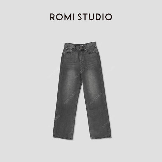 ROMI STUDIO高定水洗 显瘦百搭直筒黑色牛仔裤 R29K104 商品图0