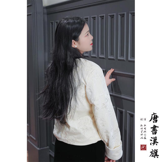 【西西里漫花】新中式国风短外套秋冬新款提花白色夹棉上衣金丝绒高级感 商品图1