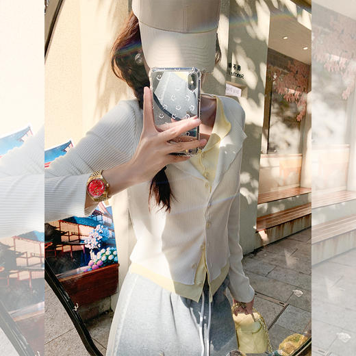 <曾小咸推荐>现货秒杀 ！微信超特价！白拼黄短款假两件长袖 日常159.99 立减80 秒杀79.99！！ 商品图3