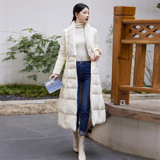 A22168 2024冬季新款国风复古中式保暖毛领修身显瘦羽绒服 商品图2
