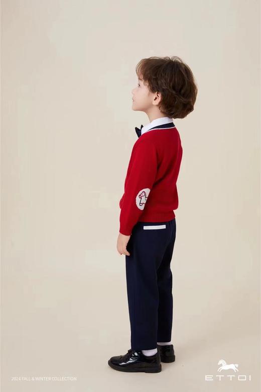 【5楼】ETTOI爱多娃儿童新年红色针织衫外套25年款新款百搭时尚开衫毛衣 商品图1