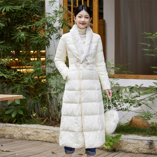 A22168 2024冬季新款国风复古中式保暖毛领修身显瘦羽绒服 商品图0