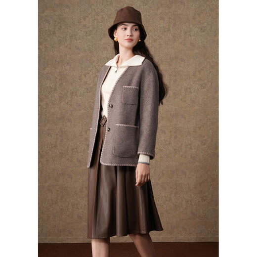 乔万尼秋冬高级感新款羊毛呢短款大衣外套EM4B523 商品图3