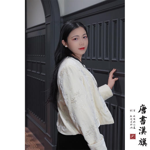 【西西里漫花】新中式国风短外套秋冬新款提花白色夹棉上衣金丝绒高级感 商品图3