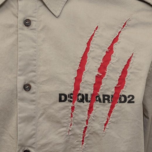 DSQUARED2 男士字母徽标印花棉质长袖衬衫 灰色 S74DM0835 S35175 801 商品图2