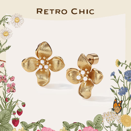 【赵丽颖同款】Garden of Eden 伊甸园系列 | 金/银丝四瓣花耳环 商品图0