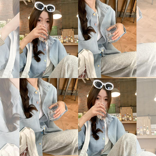 <曾小咸推荐>4.9现货秒杀 ！微信超特价！蓝白牛仔竖条纹衬衫 日常169.99 立减80 秒杀89.99！！ 商品图3